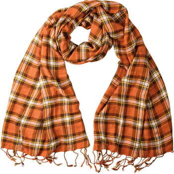 fall plaid scarf orange tan brown