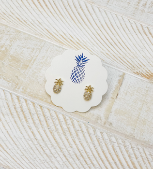gold pineapple stud earrings