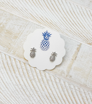 silver stud pineapple earrings