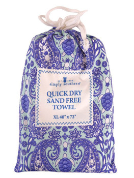 simply southern quick dry sand free beach towel paisley sea turtle