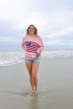simply southern pink sweater nautical american flag anchors patriotic usa flag sweater