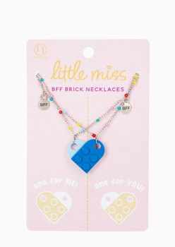 lego brick bff friendship necklace set blue and light blue