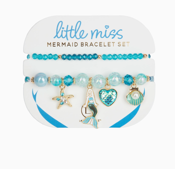 little miss mermaid charm bracelet set sea life aqua