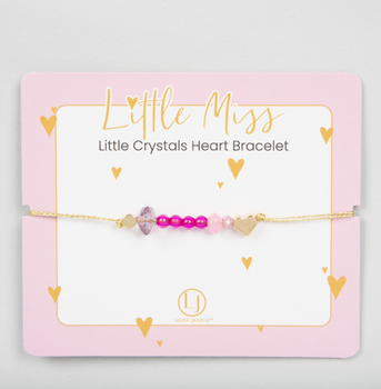little miss little girls heart bracelet pink