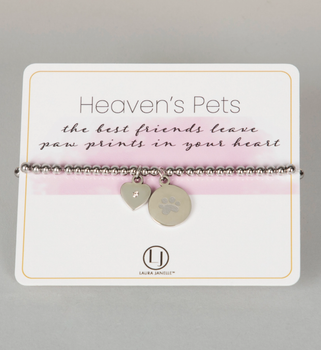 pet memorial silver paw print heart bracelet