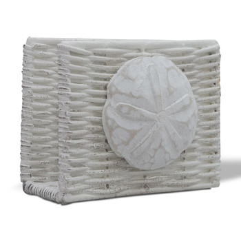 coastal napkin holder with carved sanddollar shell coastal napkin holder with carved sanddollar shell