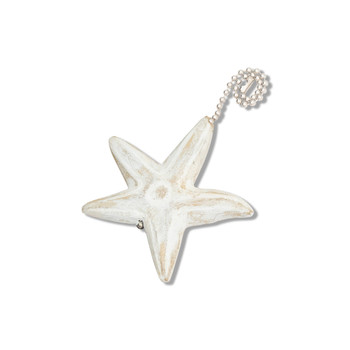 white wavy carved starfish fan pull coastal nautical fan pull seashell