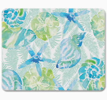 tempered glass cutting board isla shells coastal lazy susan