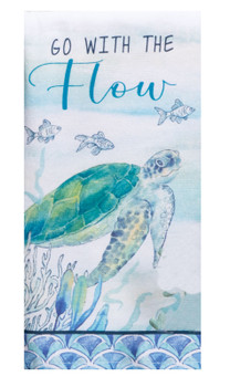 coastal kitchen tea towel sea turtle go with the flow hand towel
