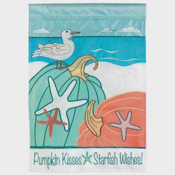 garden house flag pumpkin kisses starfish wishes coastal fall flag seagull garden house flag pumpkin kisses starfish wishes coastal fall flag seagull