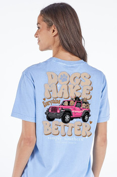 simply southern tee t-shirt short sleeve dogs make everything better pink jeep