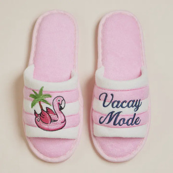 pink flamingo slippers poolside slides vacay mode