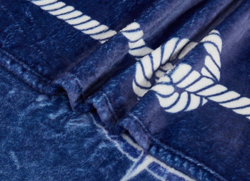 nautical compass plush cozy throw blanket navy rope
