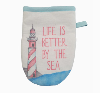 nautical coastal oven mitt grabber mitt life is better at the sea beach house