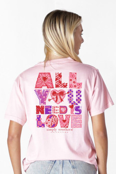 simply southern pink hearts tee t-shirt all you need is love adult pink valentines t-shirt