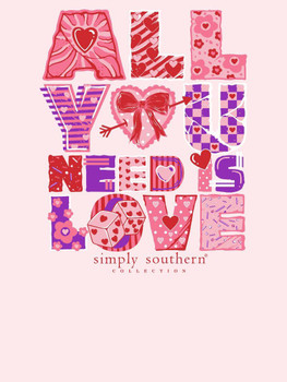 simply southern pink hearts tee t-shirt all you need is love adult pink valentines t-shirt