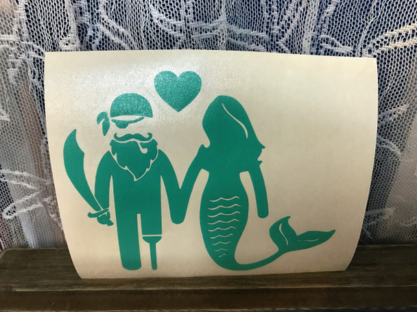 Vinyl Decal Mermaid & Pirate - Aqua