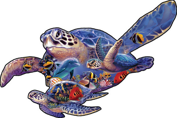sea turtle world puzzle shape