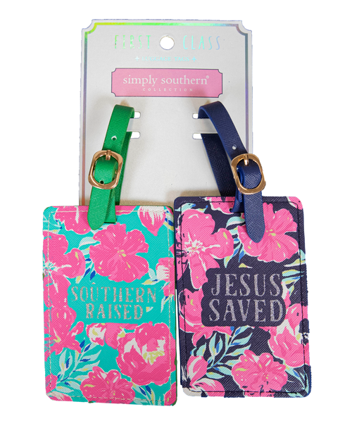 simply southern tropic hibiscus luggage tag set