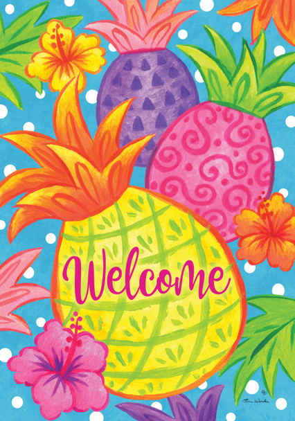 Garden Flag Tropical Welcome Pineapples