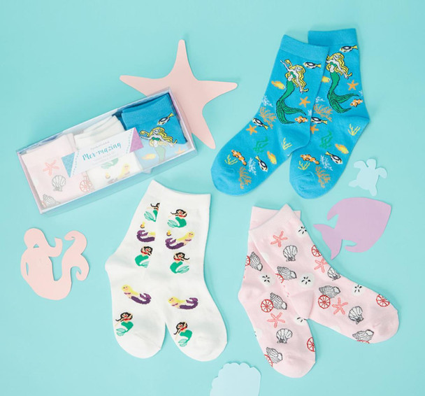 Set of 3 Girl's Mermaid Socks