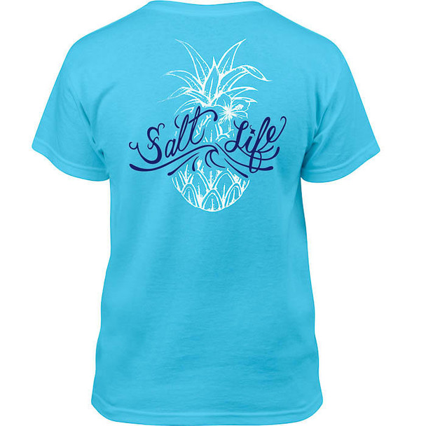salt life signature pineapple youth pool blue short sleeve t-shirt
