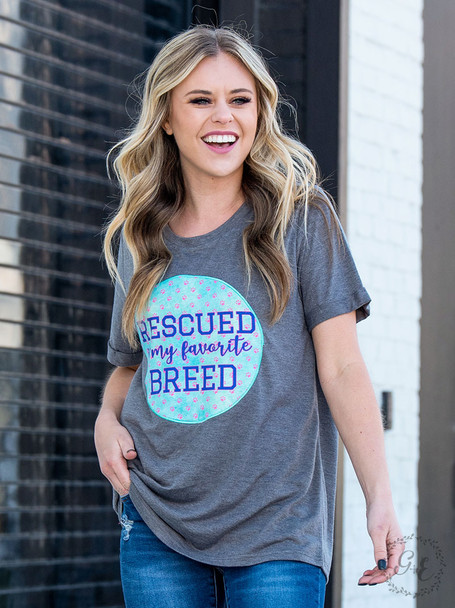 rescued is my favorite breed dog mom shirt