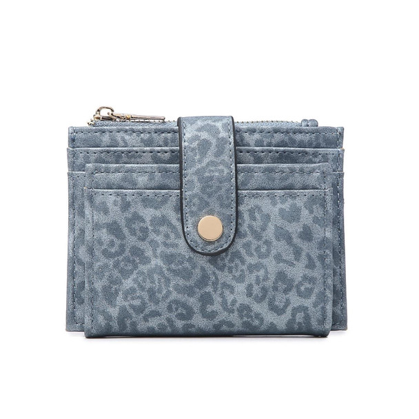 mini snap wallet blue cheetah leopard