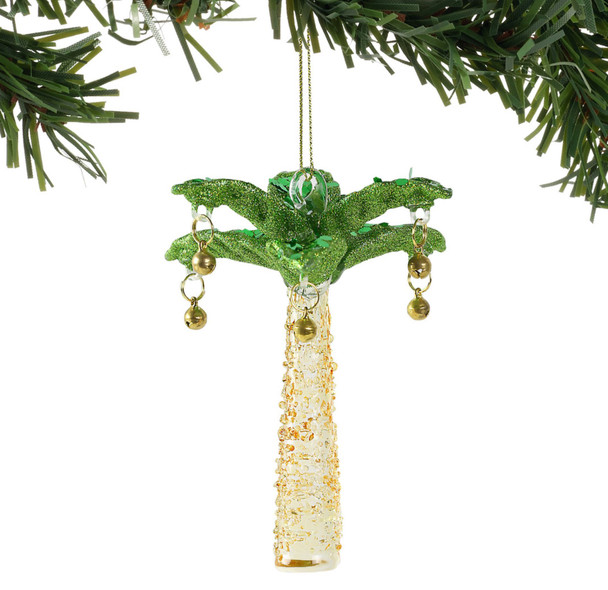 glitter glass palm tree ornament
