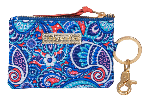 simply southern paisley keychain id wallet coin purse