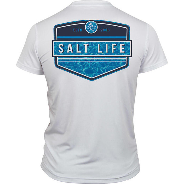 salt life calm waters badge SLX performance UV sun protection t-shirt