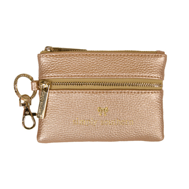 simply southern leather mini zip wallet keychain gold