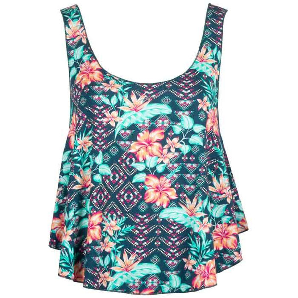 salt life aloha tribe tank top tropical palm hyper teal