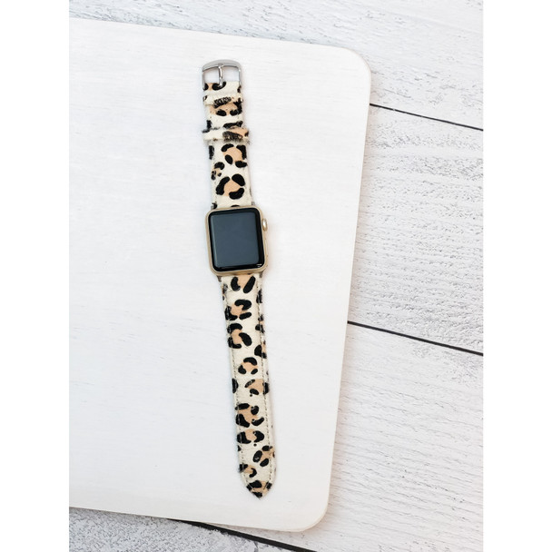 white leopard apple watch band strap