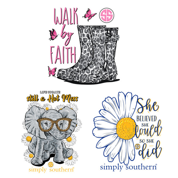 simply southern set of 3 stickers daily daisy elephant