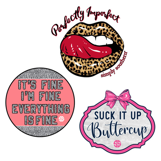 simply southern set of 3 stickers sassy suck it up buttercup perfectly imperfect