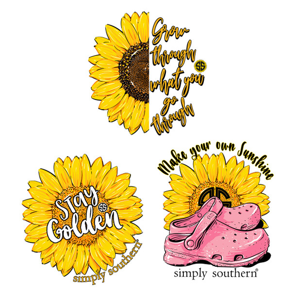 set of 3 stickers sunflowers