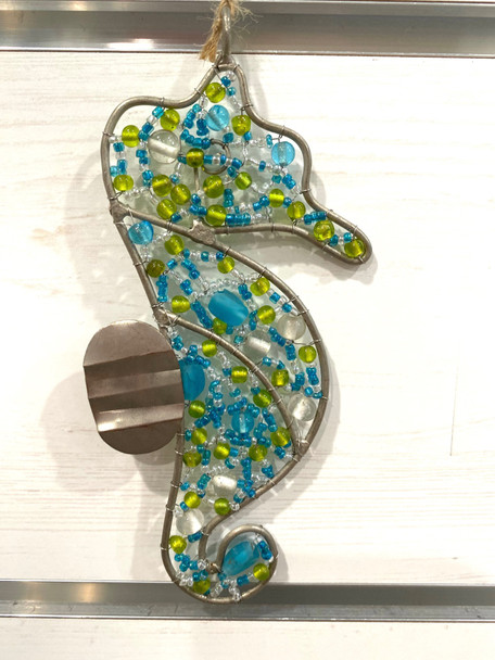 sea glass seahorse coastal ornament