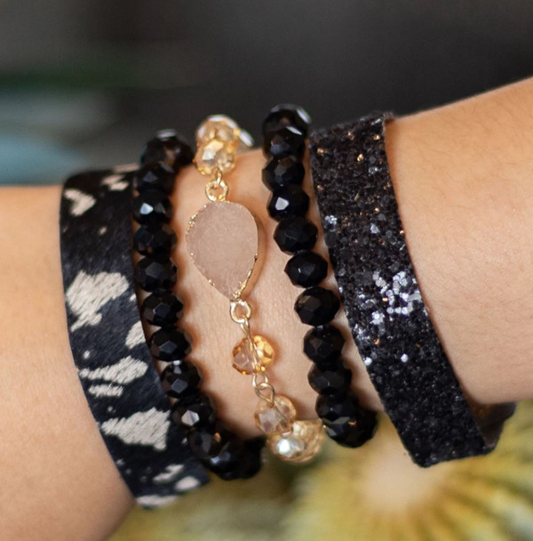 bougie cowgirl black sparkle bracelet set