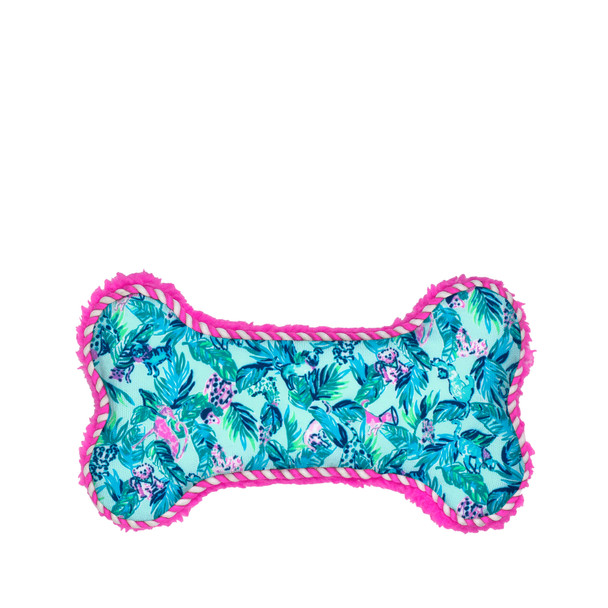 lilly pulitzer dog toy barking up the palm tree hot pink bone
