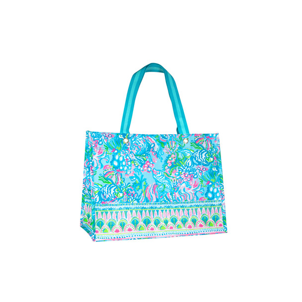 Lilly Pulitzer XL market shopper beach tote aqua la vista