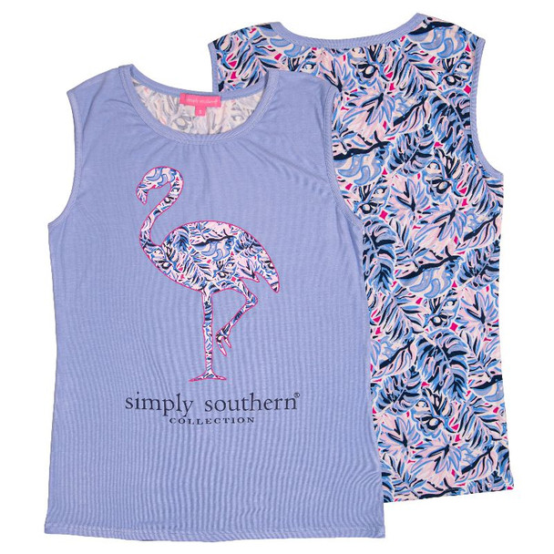 simply southern flamingo palm leaves tropical tank top