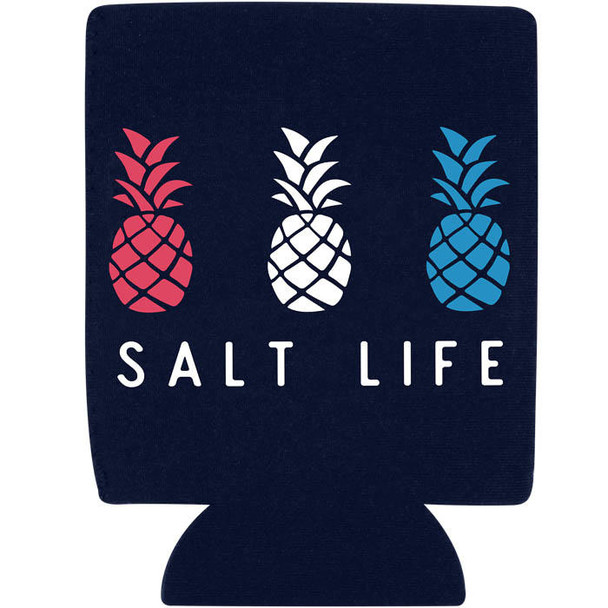 salt life tres palms patriotic red white blue pineapples can holder can koozie