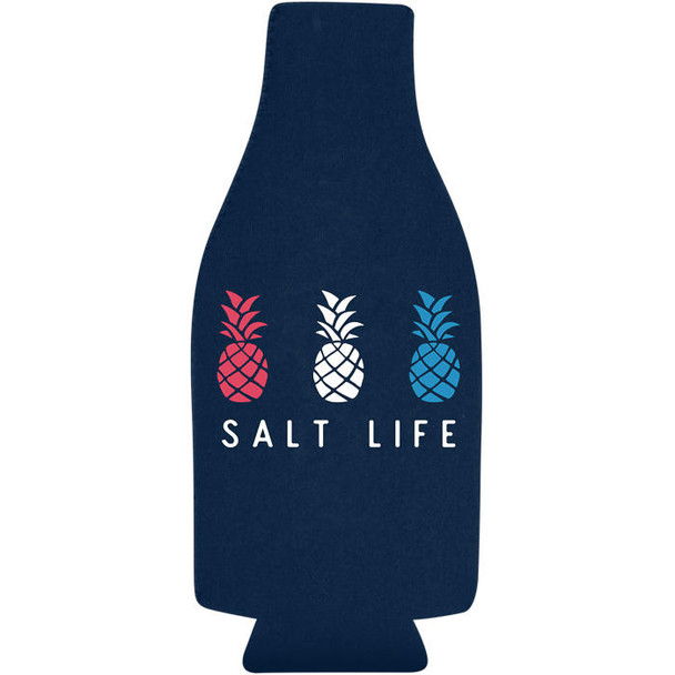 salt life bottle koozie tres palms pineapples patriotic