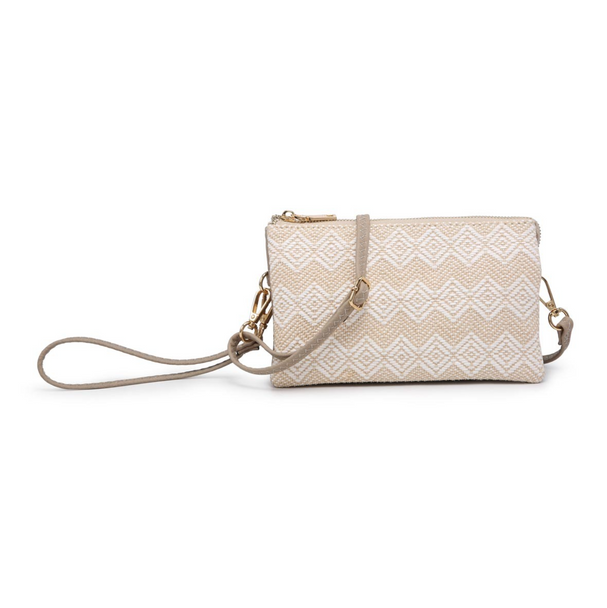 riley crossbody wristlet diamond beige jenn & co