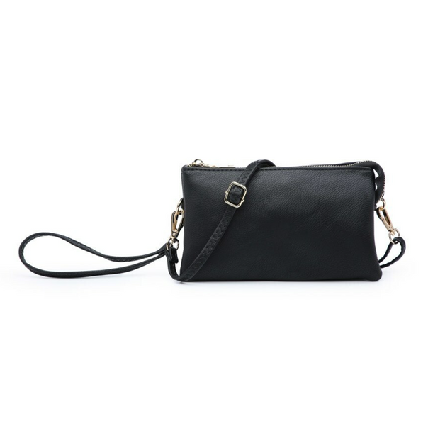 riley black crossbody wristlet