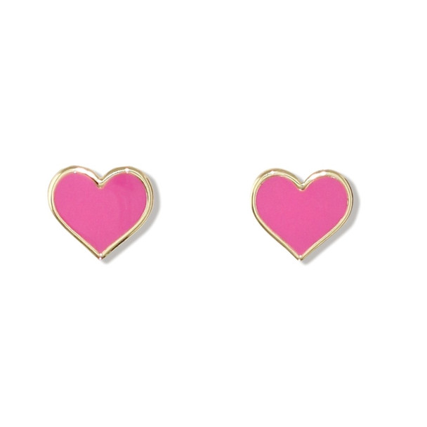 pink and gold heart stud earrings
