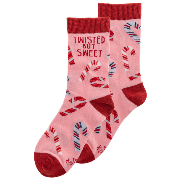 funny christmas holiday socks candy canes twisted but sweet