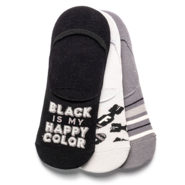 set of 3 no show socks black is my happy color f bomb