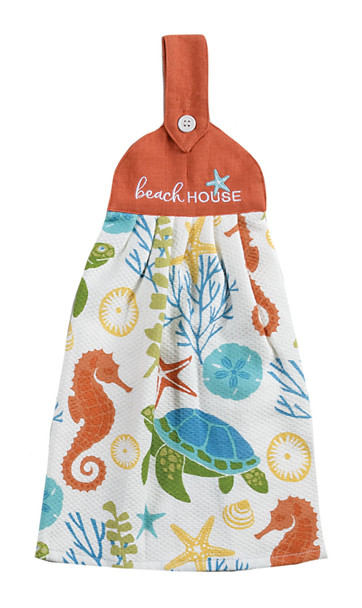 sea turtle beach house tie towel kitchen dish towel